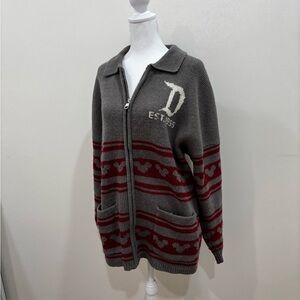 Disney Gray Knit Zip-Up Sweater